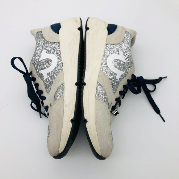 True Religion Women's Esther Sneakers Sz 10 Silver Glitter Blue Laces FT20385-01 - Picture 7 of 10